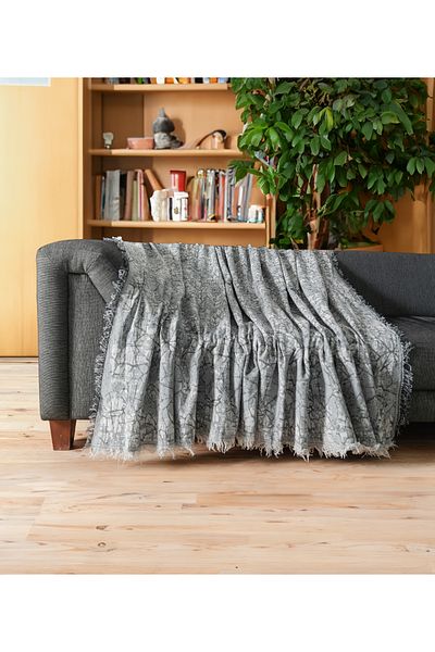 Rell Home غطاء أريكة فاخر غير قابل للانزلاق مصنوع من القطن بنسبة 100% - شال أريكة متعدد الأغراض