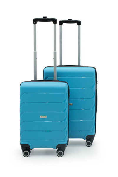 Cotpoly Home Copella Polipropilen & Kırılmaz 2'li Valiz Seti Orta & Kabin - Mavi