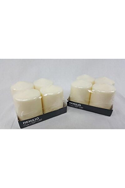 IKEA Hemsjö White Pillar Candles – 8-pack (2 SETS) Unscented, Long-lasting, Drip-free Candles