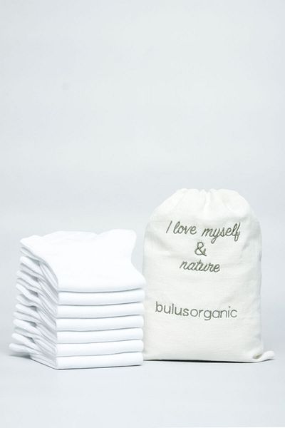 Buluş Organic Set of 7 White Organic Cotton Women's Booties Socks