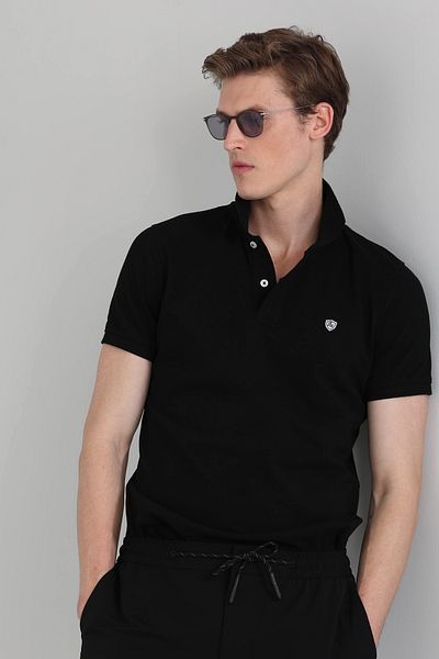 Lufian Laon Black Sports Polo Men's T-Shirt