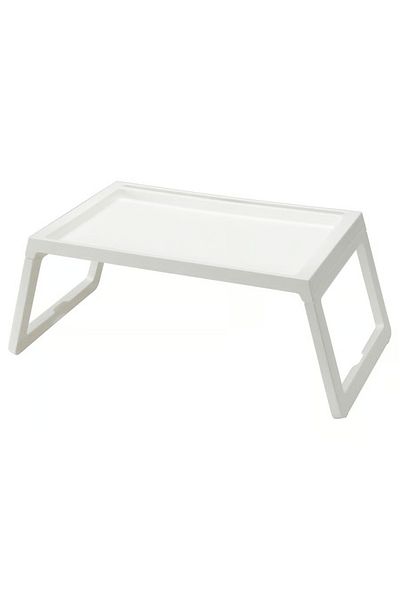 IKEA Klipsk Bed Tray – White Lap Desk With Foldable Legs, Cable Slot, 56x36 Cm, Multipurpose