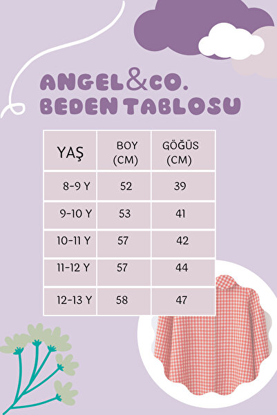 Angel&Co. Girls Clothing Kırmızı Beyaz Pamuk Kız Çocuk Kareli Gömlek