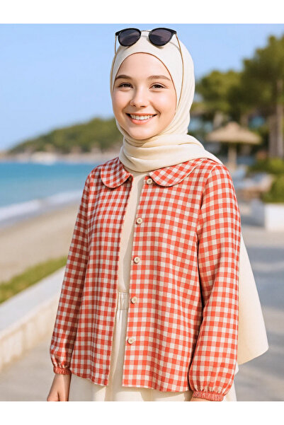 Angel&Co. Girls Clothing Kırmızı Beyaz Pamuk Kız Çocuk Kareli Gömlek