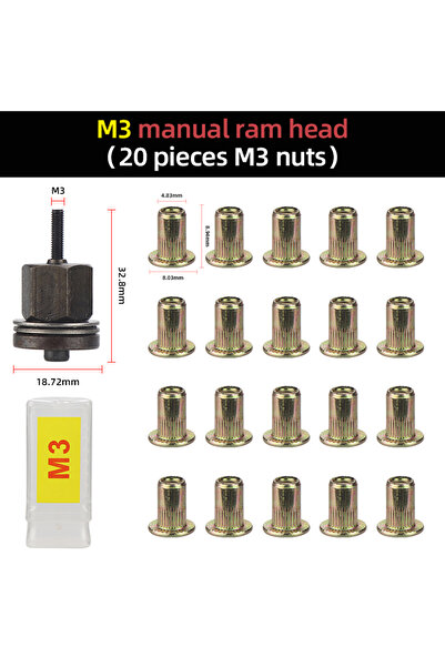 Choice M3 with 20pcs 21pcs Hand Rivet Nut Head Set Rivet nut tool Manual Rive...