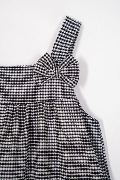 zepkids Rochie pentru fetiță de culoare neagră cu fundă și accesorii pentru pălărie cu mânecă zero