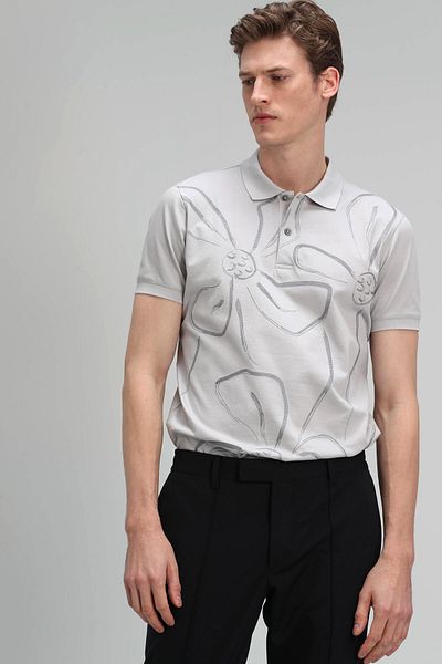 Lufian Ανδρικό T-shirt Karan Polo Neck Stone
