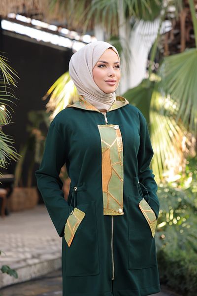 Wovi Moda Σετ αθλητική φόρμα Hijab - Φερμουάρ, Κουκούλα, Σετ δύο τεμαχίων