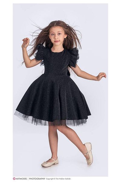 RAPAPA Rochie de seară pentru fete, pentru ocazii speciale, argintie, 67372 Negru
