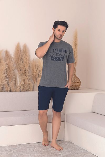 Sude HOMEWEAR Men's Patterned Short Sleeve Shorts Pajama Set