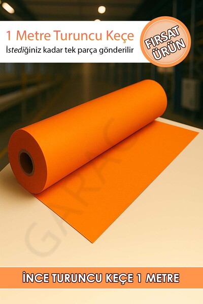 garaccu Metrelik Ince Keçe Kumaş 1 Mm Turuncu - 1 Metre (100X100 CM), Turuncu...
