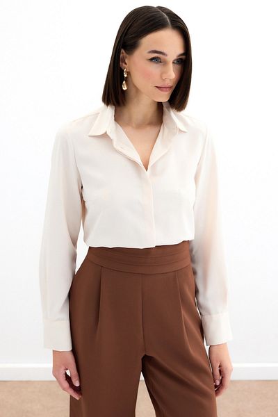 Sateen Cămașă clasică uni - Bej