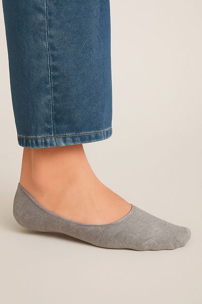 ablukaonline Ανδρικές βαμβακερές κάλτσες Invisible 3 τεμαχίων Ballerina Grey Melange