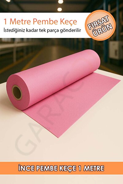 garaccu Metrelik Ince Keçe Kumaş 1 Mm Pembe - 1 Metre (100 Cm X 100 Cm)