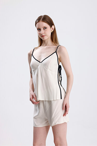 Laperissa Set de pijamale pentru femei, cu pantaloni scurți decoltați în tali...