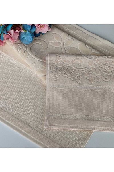 sarra Σετ πετσετών 2 τεμαχίων Etamine Stitched - Cappuccino (30X50-50X90 CM)