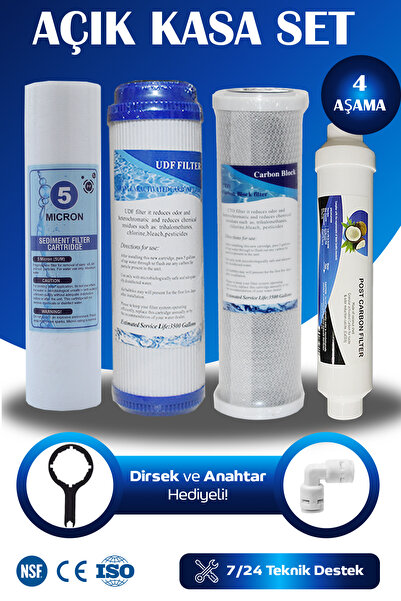 WaterMelon Açık Kasa Su Arıtma Cihazı Uyumlu 10'' Inch Çift Karbonlu 4 Aşamal...