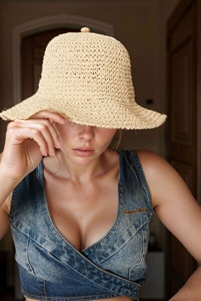 Luminos Butik Straw Beige Hat - Imported Hand Knitted, Model Hsr2083
