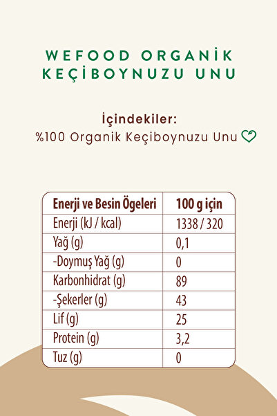 Wefood Organik Keçiboynuzu Unu 320 gr 2'li