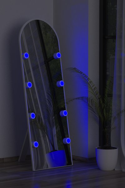 nysamo Beyaz Antre Koridor Duvar Salon Banyo Wc Ofis Çocuk Yatak Odası LED AMPULLÜ Boy Ayna 50x150Cm