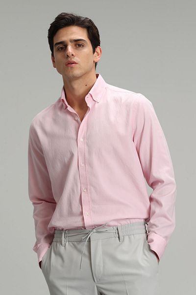 Lufian Daniel Ανδρικό - Smart Casual Pink Slim Fit πουκάμισο