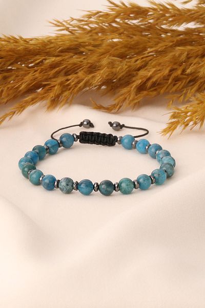 Dünya Doğal Taş Apatite and Hematite Stone Bracelet