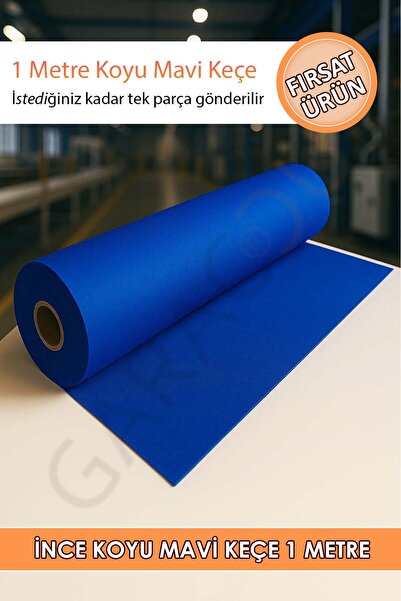 garaccu Metrelik Ince Keçe Kumaş 1 Mm Koyu Mavi - 1 Metre (100 Cm X 100 Cm)