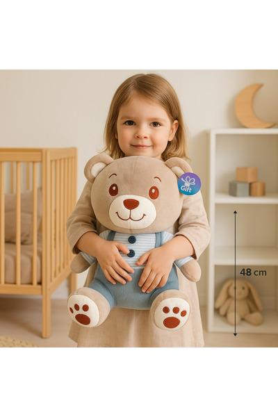 Cute 40 cm Elbiseli Gri Ayıcık Peluş