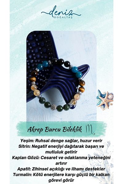 Deniz Doğal Taş Certified Scorpio Bracelet – Jade, Citrine and Tourmaline Energy