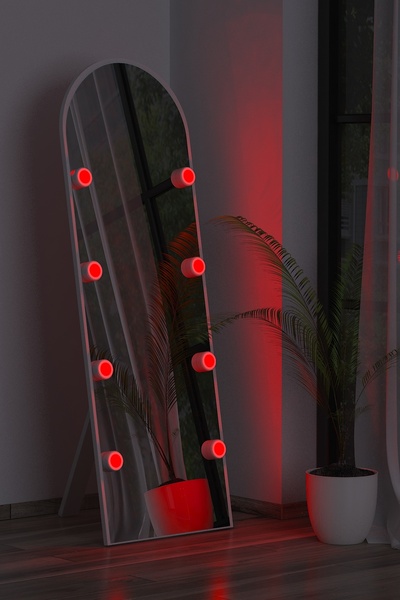 nysamo Beyaz Antre Koridor Duvar Salon Banyo Wc Ofis Çocuk Yatak Odası LED AMPULLÜ Boy Ayna 50x150Cm