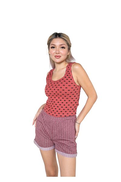 Akbeniz Set de pijamale de damă cu bretele groase - 3630 cu pantaloni scurți