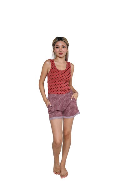 Akbeniz Set de pijamale de damă cu bretele groase - 3630 cu pantaloni scurți