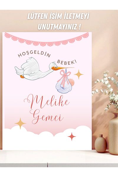 Hobi Sepeti Delivery Room Welcome Banner 35X50 cm Welcome Baby Entrance Chart