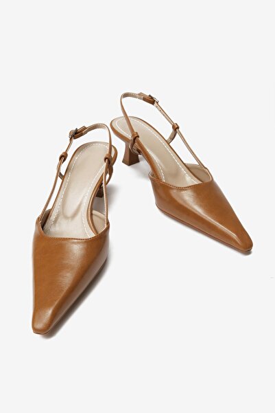 Seniorah Tan Skin Banded Women's Heeled Shoes