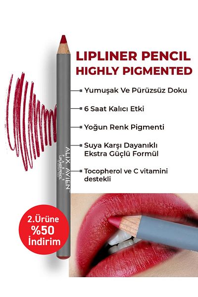 Alix Avien 15 Berry Red Lipliner Pencil - Moisturizing Lip Liner Long-Lasting Non-Dispersion