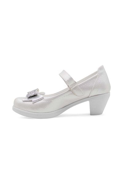 Shoes Varkan Bow Heels Girl's Ballet Shoes Silver