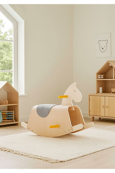 HOMİNG Homing Montessori Wooden Pony Rocking Children's Toy Horse 241834