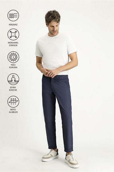 Kiğılı Techno-line Super Slim Fit - Extra Slim Fit Elastic Waist Pattern Classic Pants