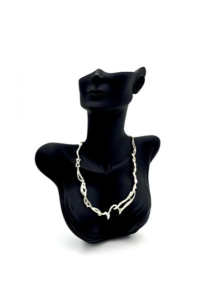ELİOSA Steel Silver Tarnish Two Color Zircon Stone Gold Necklace