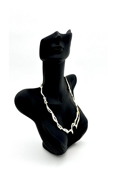 ELİOSA Steel Silver Tarnish Two Color Zircon Stone Gold Necklace