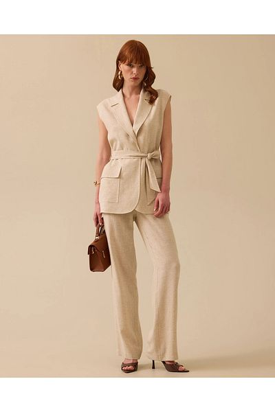 SEÇİL Wide Leg Linen Trousers