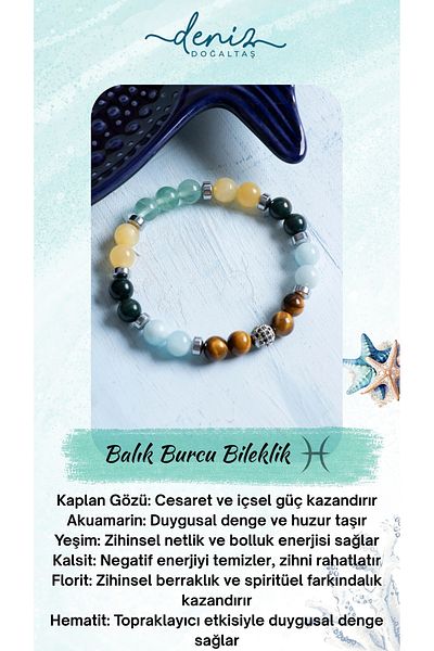Deniz Doğal Taş Certified Pisces Bracelet – Fluorite and Calcite Spiritual Balance