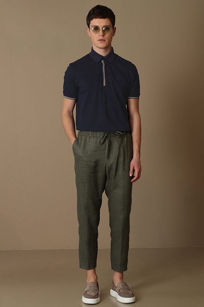 Lufian Ανδρικό T-Shirt Polo Navy Blue - Kard Smart