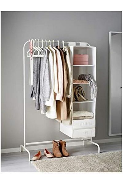 IKEA Mulig Clothes Rack White – Freestanding Garment Rail With Anti-scratch Feet, 99x152 Cm