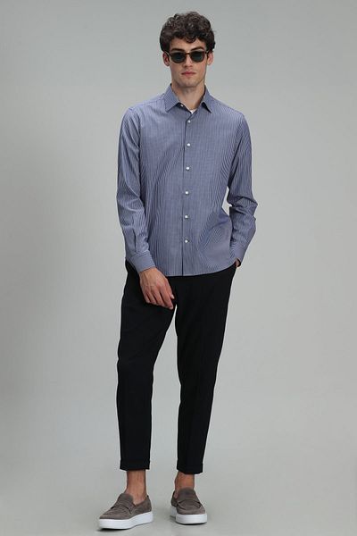 Lufian Предна част Мъжка базова риза Slim Fit Navy Blue