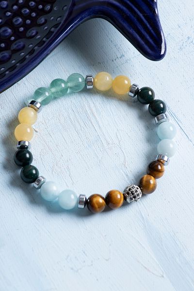 Deniz Doğal Taş Certified Pisces Bracelet – Fluorite and Calcite Spiritual Balance