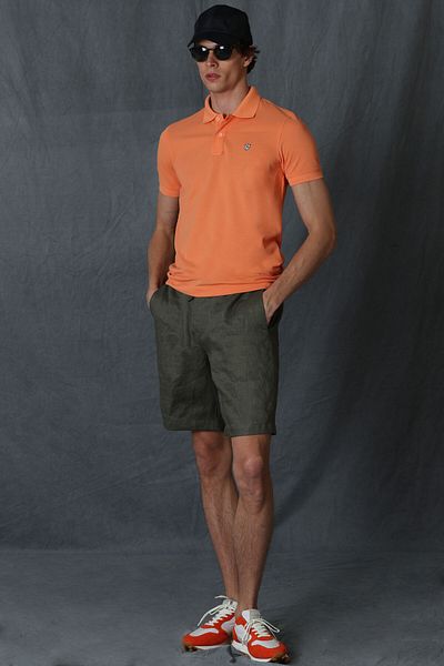 Lufian Ανδρικό T-shirt Laon Sports Polo Neck πορτοκαλί