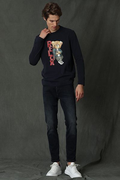 Lufian Dominic Men's Long Sleeve T-Shirt Navy Blue