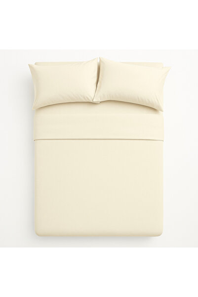 Prime Sleeks Single 100% Cotton Duvet Cover Set 160X220 Cm, Set with Elastic Sheet, Cream