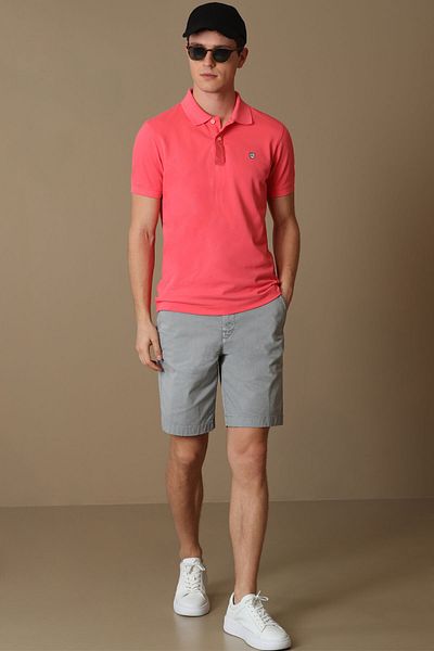 Lufian Ανδρικό T-shirt Laon Sports Polo Neck Candy Pink